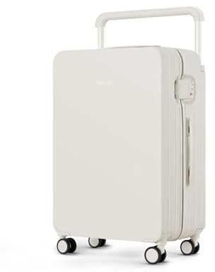 TUPLUS Valise Légère à roulettes-Valise de Voyage Grande Taille Valise Rigide avec Serrure TSA, Série Impressions (Blanc, 36.5×22×56 cm,33L)