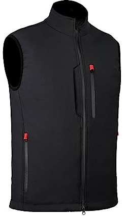 Ambick Krayz Chaleco Softshell para Hombre con Forro Polar Resistente al Viento y Bolsillos con Cremallera, Chaleco para Correr sin Mangas, Ideal para Viajes, Golf, Senderismo (L, Negro)