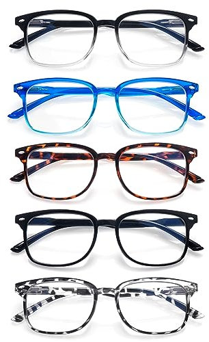 ZONLON 5 Pack Reading Glasses for Women - Anti Blue Light Blocking with Spring Hinges (5 Multicolor C3, 0.50)