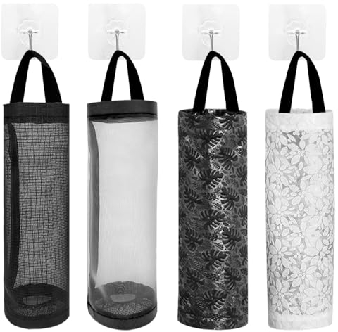 ZOCONE 4 Piezas Soporte para Bolsas de Plástico para Colgar Bolsas de Basura Guarda Bolsas de Plastico Cocina Plegable Dispensador Bolsas de Plastico Reutilizable Organizador Bolsas de Plastico Cocina
