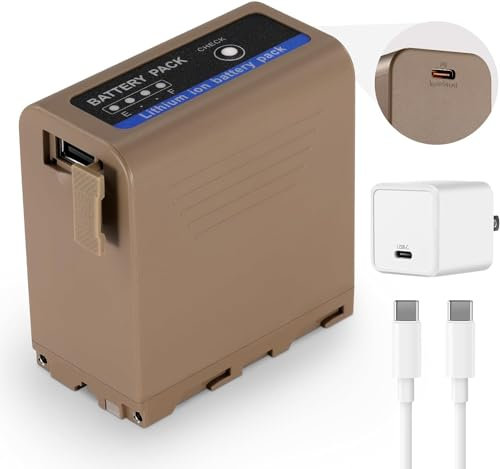 NEEWER NP-F970 10500mAh Ersatzakku in 4,8 Stunden aufgeladen 20W PD Schnelllade USB C Adapter/Kabel, wiederaufladbarer Kamera Camcorder Videolicht Akku für Sony FX3/FX30/A7, für Canon R5, für Nikon Z8