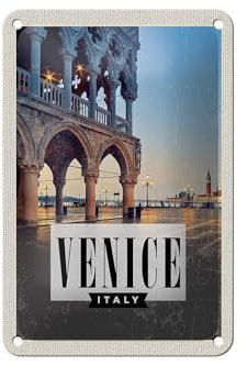 Femer Blechschild Reise 12x18cm Venice Venedig Panorama Poster Dekoration