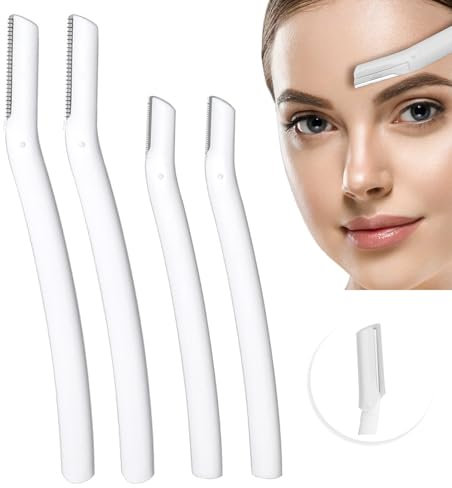 Ryaupy 4PCS Rasoir à Sourcils - Filet de Sécurité à Courte Distance - Outil Professionnel de Dermaplaning pour Le Duvet pour L'exfoliation de la Peau Visage Rasoir Sourcil des Poils(2 Longueurs)