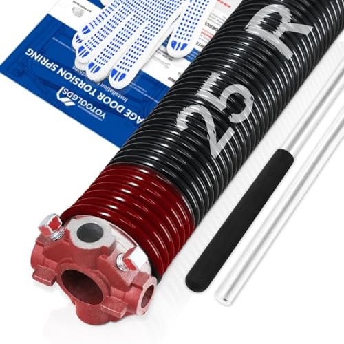 YoToolGDS Garagentor-Torsionsfeder für Rechtshänder, 5,1 cm, mit rutschfesten Wickelstangen und Handschuhen, hochpräzise Elektrophorese, schwarz beschichtet, für Ersatz, min. 16.000 Zyklen (0,56 x 5,1
