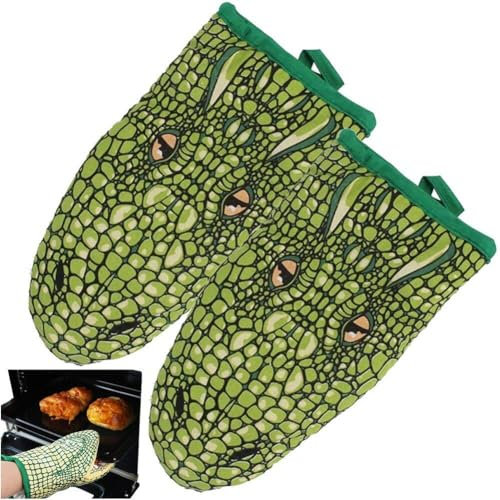 Tsffae Guante para Horno y microondas con Dibujos de Animales en 3D, Guantes Gruesos con Aislamiento térmico y Resistentes al Calor, Guantes para cocinar y Hornear para Barbacoa