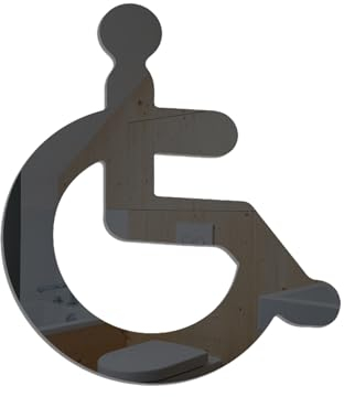 SWYSGS Targhetta bagno Simbolo Disabile, cartello bagno per disabile, adesivo bagno in acrilico, insegna wc, sticker bagno, targa toilette (Disabile, Nero)