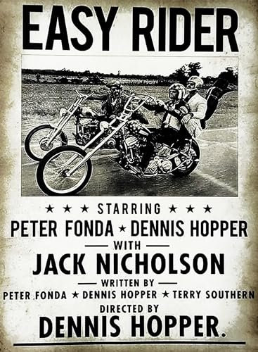 KUSTOM ART Dekoratives Wandposter Serie Poster, Filme, Proms, Easy Rider mit P. Fonda und J. Nicholson, Kunstdruck auf beschichtetem Papier, 40 x 30 cm, ohne Rahmen