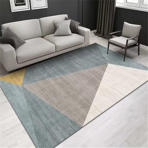 RUGMRZ Kurzflor TeppichTeppich Kinderzimmer Maedchen Teppichboden Auslegware 90x180CM Kinderteppiche Mädchen BlauModerner waschbarer Teppich mit einfachem geometrischem Muster Mae