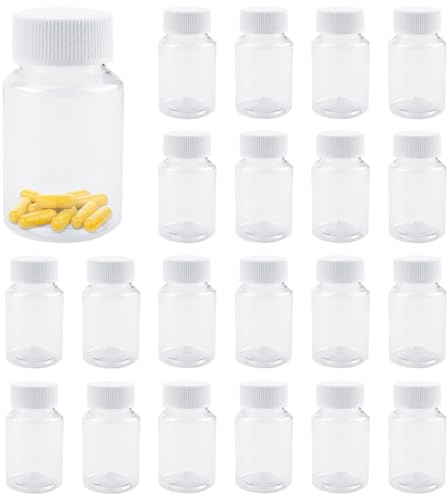FERCAISH Lot de 30 bouteilles vides rechargeables - 80 ml - Rondes - En plastique - Avec bouchons - Pour poudre solide liquide