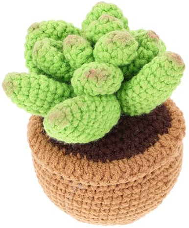 MUSISALY Gehäkelte Sukkulente Im Topf Dekoratives Ornament Für Tisch Auto Und Zuhause Handgefertigte Häkelpflanze Mit Zarten Farben