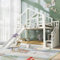 Aoskem Kinderbett Etagenbett 90x200 cm für 2 Kinder, Baumhaus Hochbett Hausbett mit Stauraum Treppe & Rutsche, Holzbett Bettgestell mit Rausfallschutz und Lattenrost, Jugendbett, Ohne Matratze, Weiß