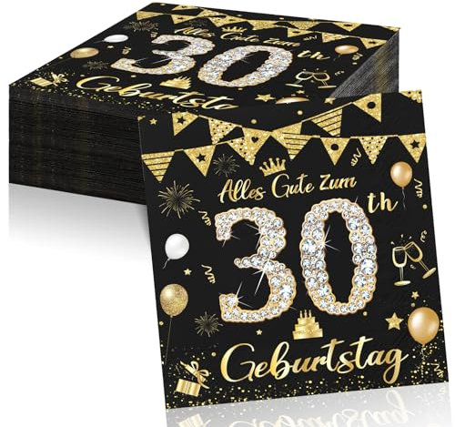 40 Stück 2-Lagig Servietten 30. Geburtstag für Frauen und Männer - Deko für Party und Jubiläum