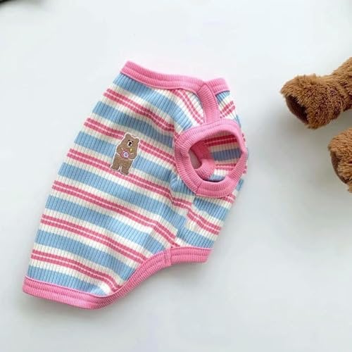 XIANGKANXUE Cotton Rib Dog Shirt Sleeveless Stripe Vest for Small Dogs Teacup Chihuahua Yorkie Puppy Clothes Knitted Breathable Tank Tee