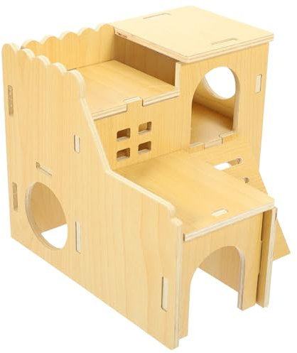 Happyyami Holzhaus Für Hamster Als Schlaf Und Versteckmöglichkeit Natürliches Holz Zum Knabbern Für Kleintiere Einfach Zu Reinigendes Käfigzubehör Für Kleine Haustiere