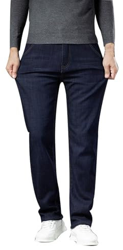 Rrongwn Thermal Jeans Men's Baggy Lined Sports Trousers Slim Fit Jeans Winter Sherpa Sweatpants Lined Sports Trousers Stretch Track Pants Windproof Hiking Trousers, blue, 24