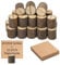 ZHTLTHZ 25 Stück Kartenhalter Holz 3.2*3.2cm + 25 Kraftpapier, Menükartenhalter Tischkartenhalter Platzkartenhalter Halterung für Getränkekarten - für Hochzeiten, Taufe, Weihnachten, Geburtstage