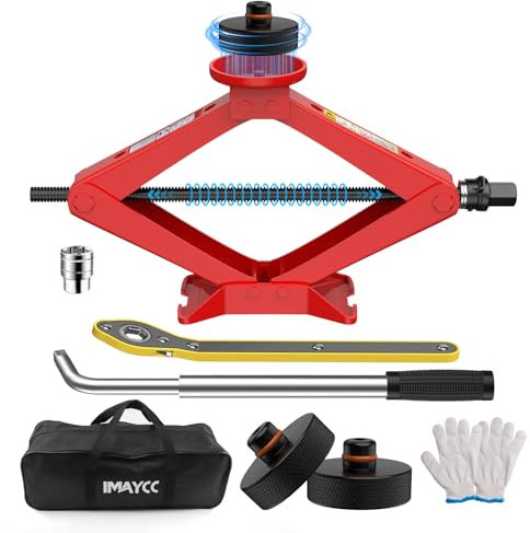 IMAYCC 2.5T Car Jack Kit for Tesla Model Y Model 3/S/X Lifting Jack,2500KG Scissor Jack for Tesla,Tire Change Kit with TeslaJack Pucks/Pad,Tire Repair Tools