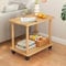 Veyora Small Side Table on Wheels, Mobile Sofa Table for Living Room, 2-Tier Storage Shelf, Brown Wood, 60cm L x 30cm W x 47cm H