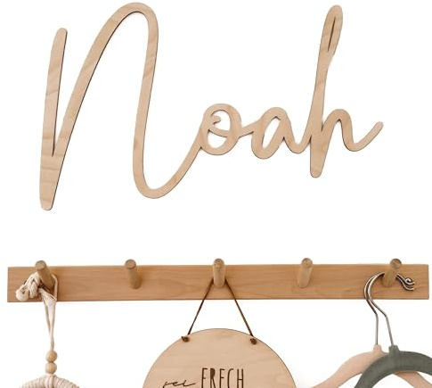 Personalisierter Schriftzug mit Namen aus Holz – Kinderzimmer Deko & Türschild – Individuelle Namensschild Wanddeko – Geschenk zur Geburt oder Taufe