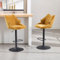 chairus Barhocker 2er Set Barstuhl aus Chenille, Küchenhocker Drehbar Tresenhocker Gepolsterter, Bistrohocker Höhenverstellbar für Küche, Theke,Gelb