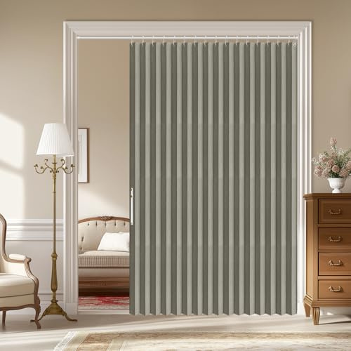 AJAZZ Akkordeon-Türvorhang, 100% Verdunkelung, Innenbereich, magnetischer Türvorhang für Schrank, Tür, Schlafzimmer, Wohnzimmer, Grau, 183 cm B x 198 cm L, 1 Paneel