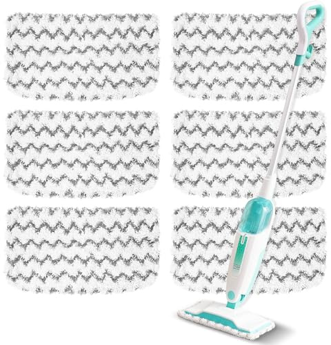 6 Pack Steam Mop Replacement Pads Compatible with Shark Steam Mops S1000/S1000A/S1000C/S1000WM/S1001C, Floor Steamer Pads Washable, Reusable Microfiber Cleaner Pads