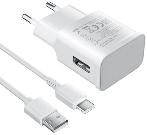 USB C Chargeur Rapide pour Samsung Galaxy A14, A13, A15, A12, 4G/5G, S10, S9, S8, A04S, A05S, A33, A23, A32, A21S, A53, S24, S23, S22, S21, S20 avec 1.2m Câble Type C