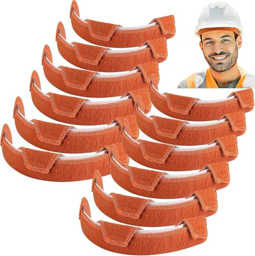 Schweißband für harte Mützen, Baumwolle, waschbar, selbstklebend, wiederverwendbar, Schutzhelm, Schweißpads für harte Mützen, Zubehör, 12 Stück