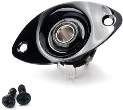 Yardwe Guitar Jack Socket Oval Plate with Mounting Screws for Electric Guitar and Bass Black Copper Plug for Easy Installation and Replacement