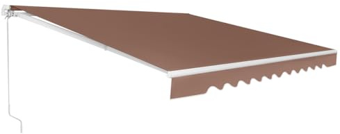 COSTWAY Markise mit Kurbel, Gelenkarmmarkise Sonnenschutz, Balkonmarkise Sonnenmarkise 5-35° Winkel einstellbar, Terrassenmarkise, Klemmmarkise für Balkon und Veranda (Braun, 400 x 250 cm)