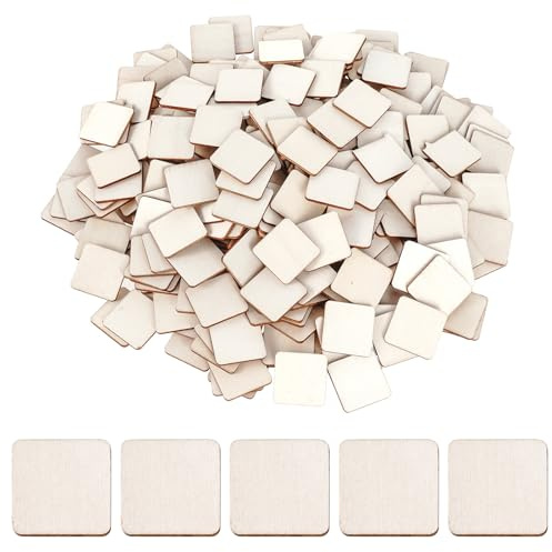300 Stück Holz Quadratische Scheiben Holz Platten Holzscheiben Holzplatten zum Basteln Bemalen für Basteln Malen DIY Handwerk Dekoration (3x3cm)