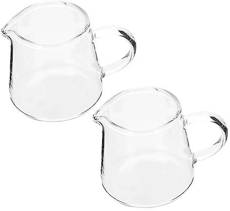 PEPLAYTAL Jarra de Leche de Vidrio 2 Pcs Taza de Café Transparente Jarra para Espumar Leche para Cocinas y Cafeterías
