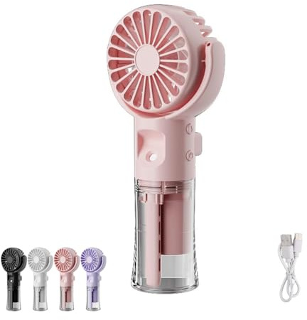 Ventilateur Brumisateur Portable, Mini Ventilateur Portable, Brumisateur Rechargeable Brouillard D'Eau Usb, Ventilateur Silencieux,4 Vitesses Ventilation,Humidification,Pour Sport, Voyages, Camping