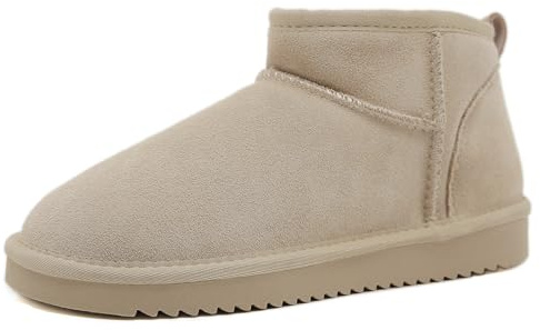 Meik Mangni Stivali Donna Invernali Classic Antiscivolo Stivaletti da Neve Caldo Comode Impermeabili Stivali Inverno Outdoor Breve Boots Scarpe,Beige,40 EU