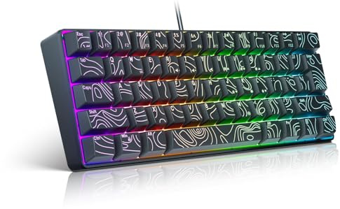 Tosuny 60% di Tastiera da Gioco Cablata, 61 Tasti RGB Retroilluminato Tastiera da Gioco Ultra-compatto, 25 Tasti Senza Conflitto, Tastiere a Membrana di Sensazione Meccanica per i
