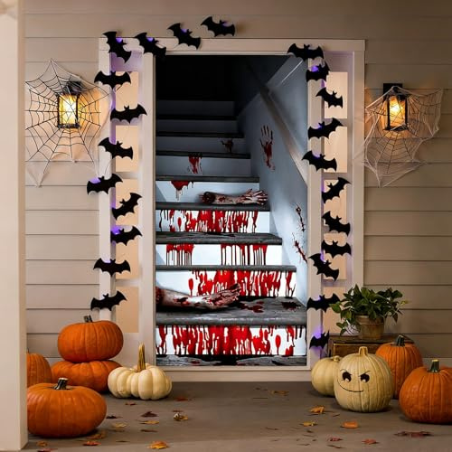 Halloween Deko Banner Horror, Halloween Türvorhang, Türdeko, Decor Hängend, für Fenster und Wandabdeckung, Innen und Außendekoration