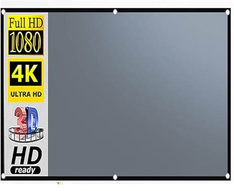 Pantalla de proyección, Pantalla De Proyector Sin Arrugas, 16:9, Metal Gris, Anti-Luz, Borde Negro 100 Pulgadas con Gancho, Tela Reflectante, Cine Al Aire Libre Fácil Transporte para Cine en casa