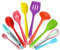 Malayas - 10 Piece Home Silicone Kitchen Utensils Set,Heat Resistant Multicolor Kitchen Cooking Set Including Brush, Tongs, Spoon, Slotted Spoon, Large Spatula, Slotted Turner, ladle, Baking Spoonula