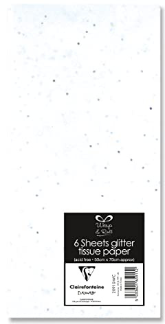 Clairefontaine - 20910-WC - Silk Paper - Pack of 6 Folded Sheets - Dimensions: 50x70cm - Design: White, Foil - Gift wrapping, Personalised gifts, Creative