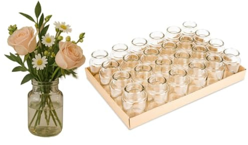 NaDeco Apothekerflaschen, 24 Stück, Maße ca. 10x7cm | Kleine Deko-Vasen | Deko-Glasflaschen | Apotheker-Flaschen | Glasfläschchen | Kleine Deko-Vasen | Dekoflaschen | Glas-Flaschen | Windlichtgläser