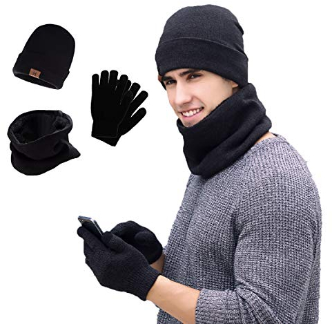 Neusky Mütze, Schal und Handschuhe im 3er-Set (Neue 3er-Set Schwarz)