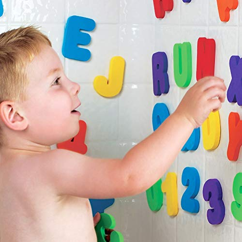 Badewanne Sticker schwebende Buchstaben, Kinder Badespielzeug Baby Pädagogisches Badezimmer Alphabet Spielzeug Schaum Schwimm Badewanne Aufkleber 36 Stücke