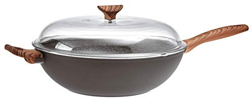 Sambonet - Spadella Wok Antiaderente Nera con Coperchio Rock 'N' Rose