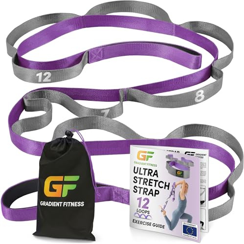Gradient fitness stretchrem, 2,5 cm bandbredd, neopren vadderade handtag (lila)