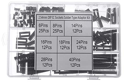 DollaTek 122 Stück DIP-IC-Sockeladapter Löt-Sockel-Kit 6/8/14/16/18/24/28/40 Pins