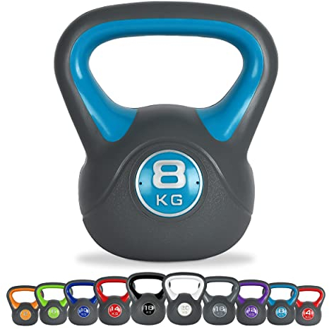 MSPORTS Kettlebell 2 – 20 kg inkl. Übungsposter Kugelhantel (8 Kg - Türkis)
