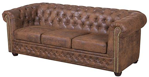 jvmoebel Chesterfield York Gobi 3 Sitzer Leder Couch Polster Sofas Couchen Neu
