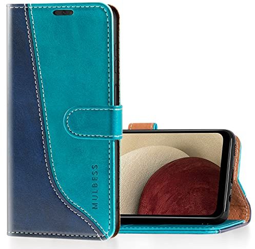 Mulbess Coque pour Samsung Galaxy A12 / M12, Etui a Rabat, Housse en Cuir, Pochette de Protection Portefeuille, Élégant Bleu Mint