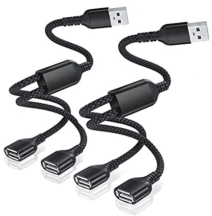 Itramax USB Splitter Y Cable 0.3M/2Pack,USB A 1 Male to 2 Female Extension Cord Converter,Dual Double USB Port Extender Hub Data Charger Power Split Adapter for Mac,Car,Xbox One Series X/S,PS4,PS5