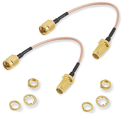 NA 2 PCS SMA Female Bulkhead to SMA Male RG316 Coaxial Jumper Cable | WiFi Antenna Extension Cord for Cellular Router Gateway Modem Ham Radio Devices
